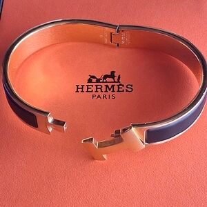 Hermes clic H bracelet in black.